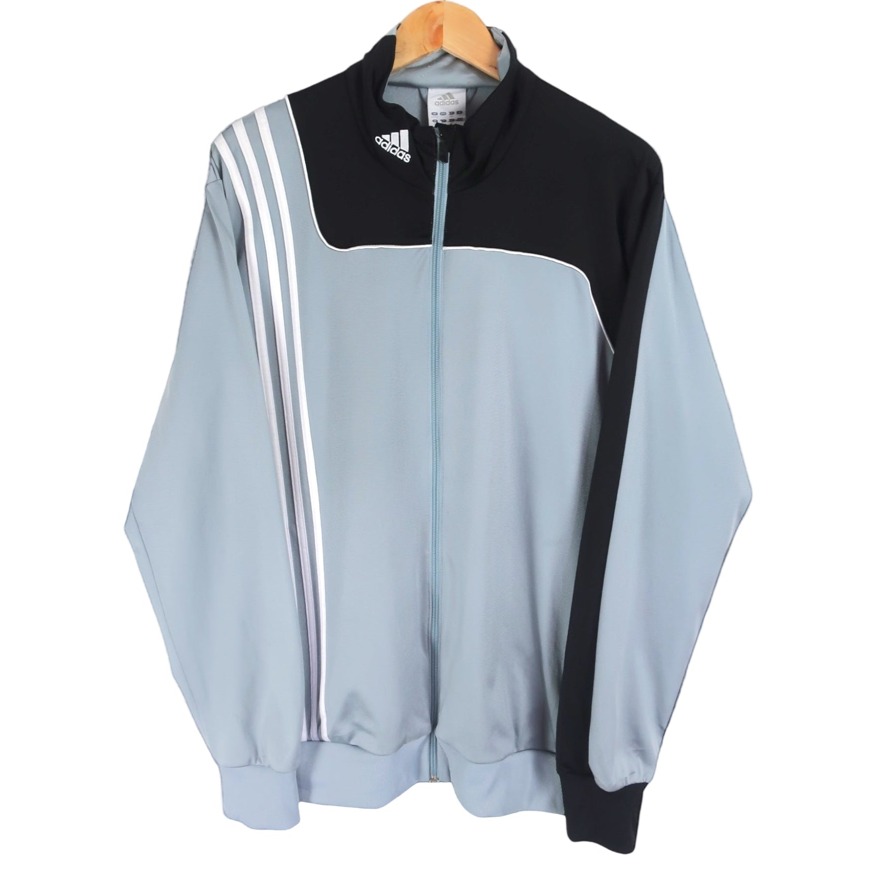 Vintage Adidas Light Grey & Black Tracksuit Jacket – Large